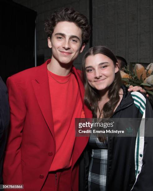 Timothee Chalamet and Elisabeth Anne Carell attend the Amazon Studios Los Angeles premiere of "Beautiful Boy" at Samuel Goldwyn Theater on October 8,...