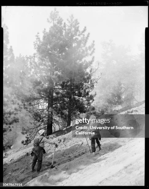 San Bernardino Mountains fire , 24 September 1956. Diane Brink;Margaret Drummond ;Jimmy Etsate ;Don Patterson Jr.;Don Patterson Sr.;George Veale;Mrs...