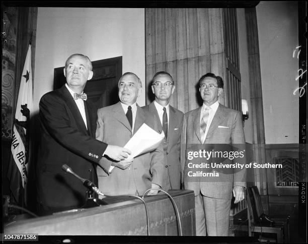Courts Hearing , 26 November 1956. Phil S Gibson ;Phil Richards ;Roy L Herndon ;Attorney Joseph Ball;Richard Richards ;Edwin Regan ;Robert McCarthy...