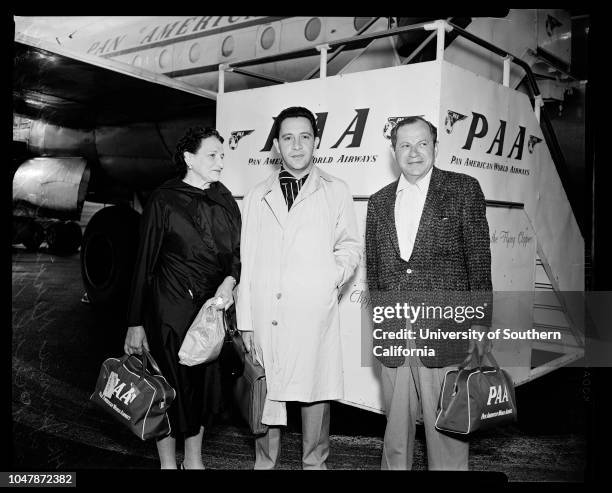 Born Australian show promoter arrives, 9 February 1957. Lee Gordon - 34 years;Jeannie and Carl Merrick ..