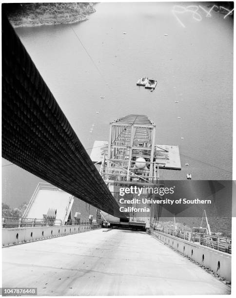 Navy Morris Dam test range , 14 May 1957. Harold Eynon;R.V Sheppard;R Schlichenmeir;Robert Larson;Sverre Johannesen;A.T Sreinkamp;John Baird;H.B...