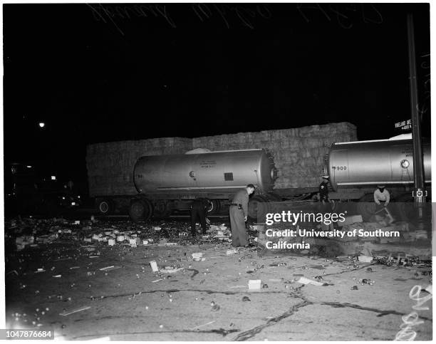 Plums spilled in North Hollywood , 18 June 1957. Howard Whitson -- 29 years .;Caption slip reads: 'Photographer: Wesselmann. Date: . Reporter:...