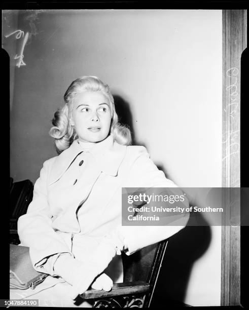Annulment, 08 November 1957. Gloria Pall - 27 years.;Caption slip reads: 'Photographer: Hecht. Date: . Reporter: Garner. Assignment: Annulment. 5,6:...