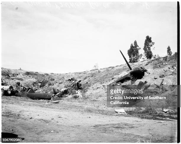 Plane crash , 2 February 1958. General views of area of C-118 crash;General views of Navy P-2C Navy Bomber.;Caption slip reads: 'Photographer: Snow....