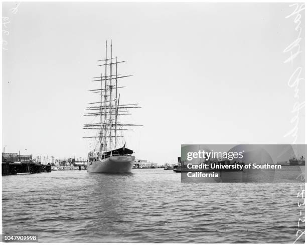 Trujillo's yacht 'Angelita', 23 June 1958. Trujillo's yacht 'Angelita', leaving San Pedro.;Caption slip reads: 'Photographer: Gershon. Date: . 4...