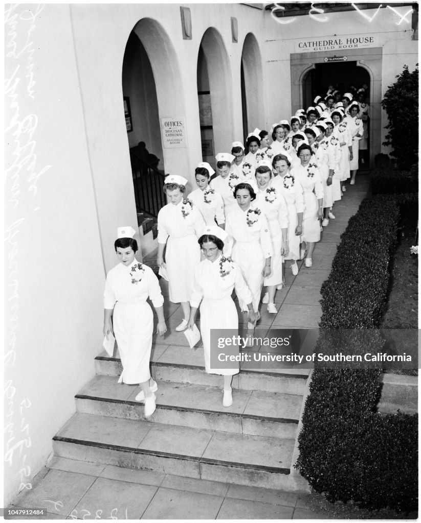 Nurse graduation at Bishop Johnson College of Nursing, 1958
