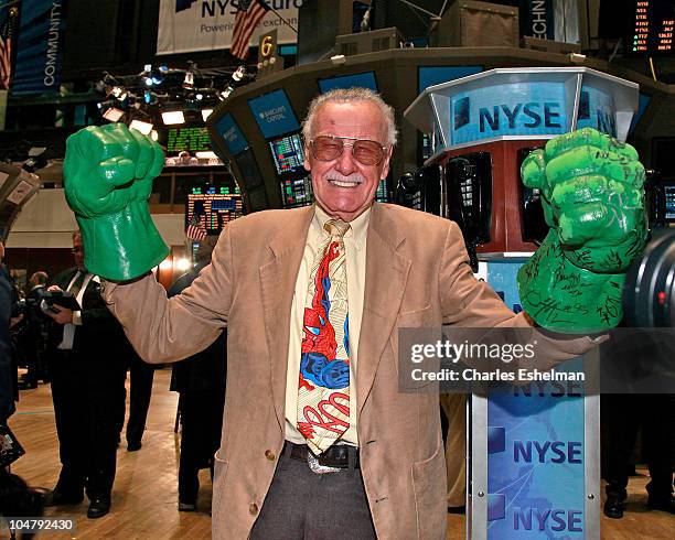 Stan Lee, comic book writer visits the New York Stock Exchange on October 5, 2010 in New York City.