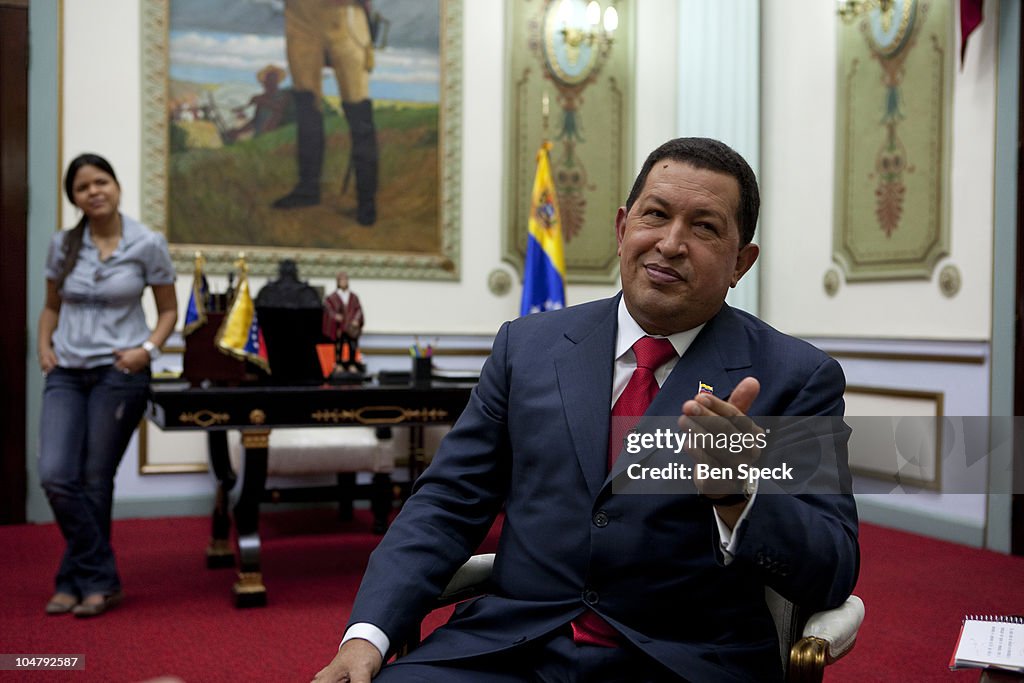 Hugo Chavez and Oliver Stone in Caracas