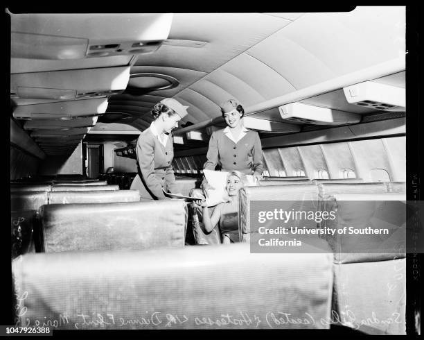 Arrival of 707-120 jetliner at International airport, 3 July 1958. Picture of plane on ramp;Sandra Giles ;Dianne Flint ;Marie Colohan .;Caption slip...