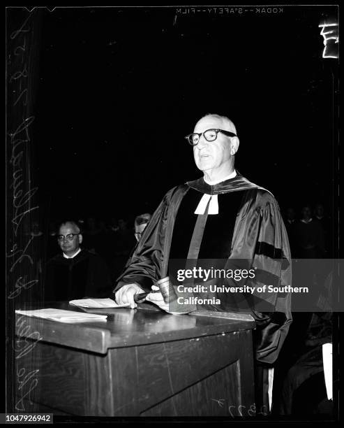 Presbyterian Church convention, 8 July 1958. The Reverend J.K Stewart ;Reverend St. Paul Epps;Reverend Henry B MacFadden.;Caption slip reads:...