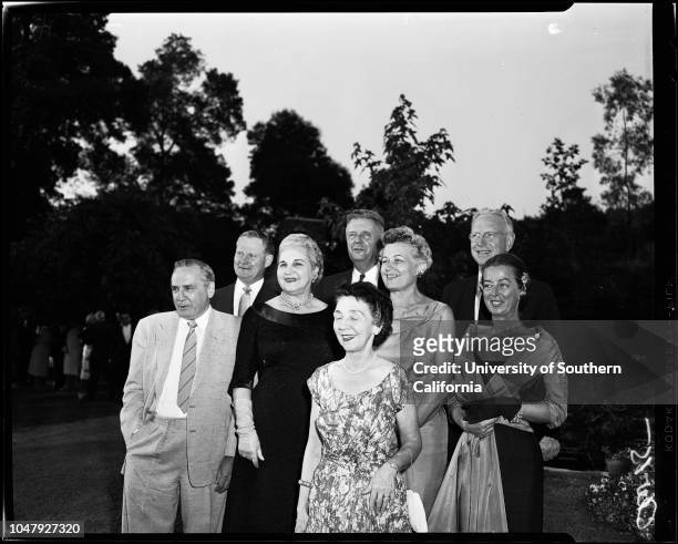 Buffet supper honoring Consular Corps, 25 June 1958. Irene Parsons Mann;Mrs Graciela de Polanco;Mr and Mrs Edward S Shattuck;D Leo Dolan;Walter...