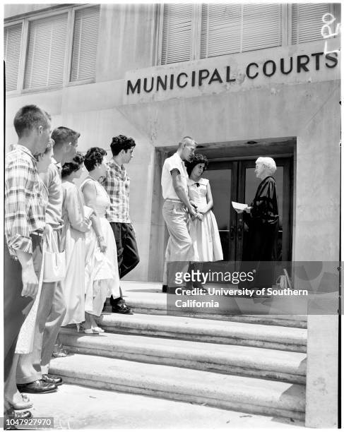 Judge Ida May Adams marriage mill, 19 July 1958. Private First Class James Casey Junior.;Barbara Dickey;Private First Class James W Sampson;Hazel...