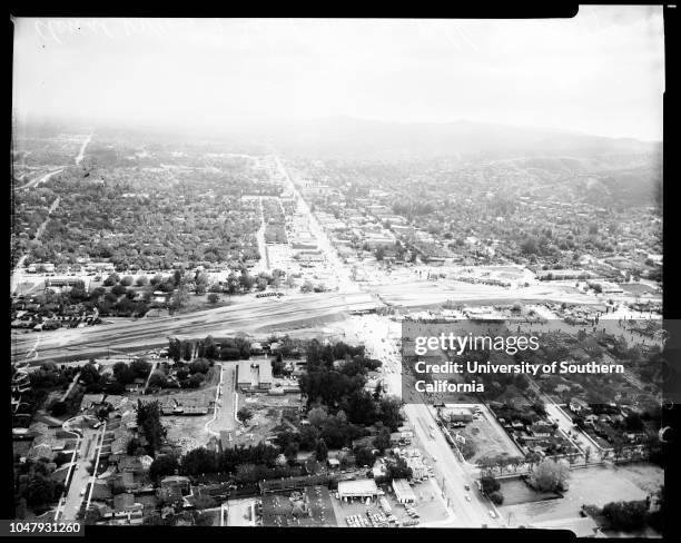 Aerial views of San Fernando Valley, 14 October, 1957. General Views.;Supplementary material reads: 'Photographer: Mitchell. . Reporter: Glickman....