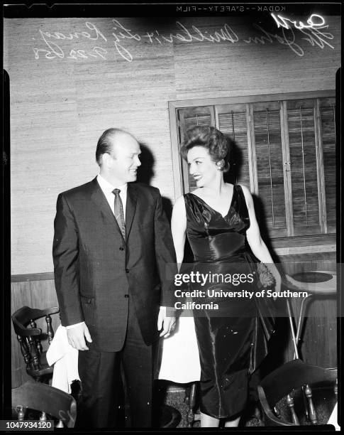 Liz Renay, 22 September 1958. Liz Renay ;John Miller;Mickey Cohen.;Caption slip reads: 'Photographer: Wesselman. Date: . Reporter: Donoghue....