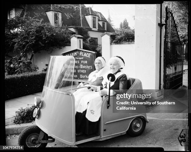 Claremont Thanksgiving , 27 November 1958. Maud M McGwigan ;Grace Towner ;Reverend and Mrs A.A Martin;Reverend Clarence F McCall;Lucia Lyons;Reverend...