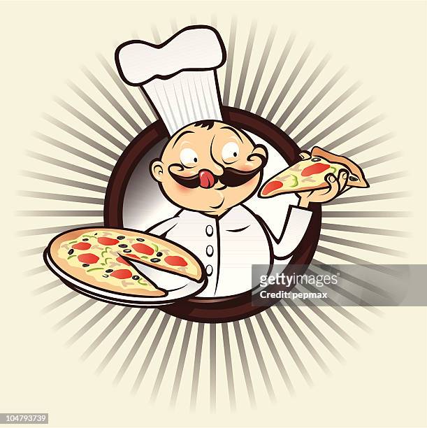chefkoch yumm pizza - fastfood mann tablett stock-grafiken, -clipart, -cartoons und -symbole