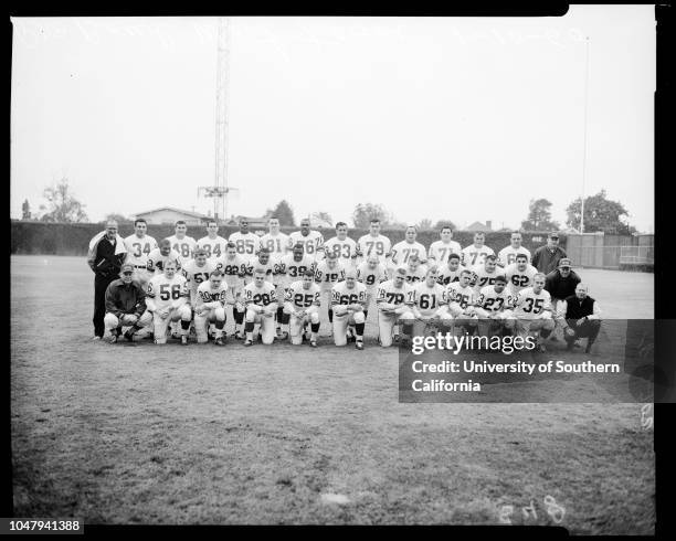 Football Pro Bowl, January 10 1960. West Team;John Unitas;Lenny Moore;Jon Arnett;J.D Smith;Squad picture;Offensive team. ;Caption slip reads:...