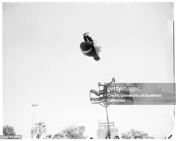 Examiner International Sports and Vacation Show. March 16 1960. At Swim Stadium, Coliseum, Sports Arena;Skeet shooting;Water skiing;Comedy diving....