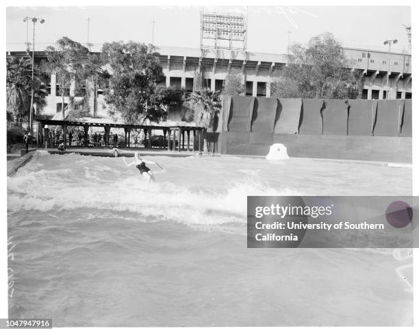 Examiner International Sports and Vacation Show. March 16 1960. At Swim Stadium, Coliseum, Sports Arena;Skeet shooting;Water skiing;Comedy diving....