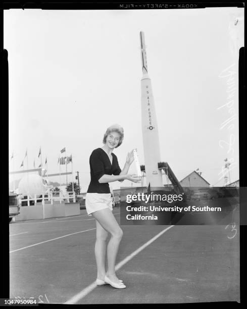 San Diego Fair, 23 June 1960. Charlene McCoy -- 17 years;Walter Anderson -- 19;Dolores Seabolt;Patty Manos -- 17;Marilyn Miller;Lougene Porter -- 20...