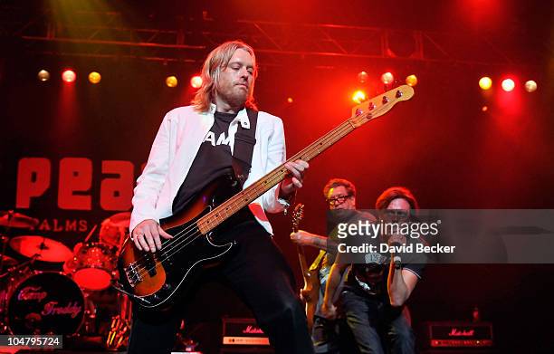 Bassist Chris Chaney, guitarist Steve Jones and singer Donovan Leitch perform with Camp Freddy at The Pearl concert theater at the Palms Casino...