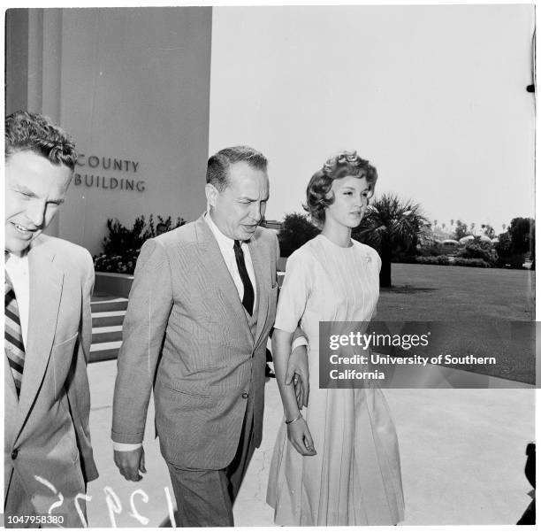 Cheryl Crane, 23 June 1961. Cheryl Crane -- 17 years;Lana Turner;Stephen Crane;Fred May.;Caption slip reads: 'Photographer: Tompkins. Date: ....