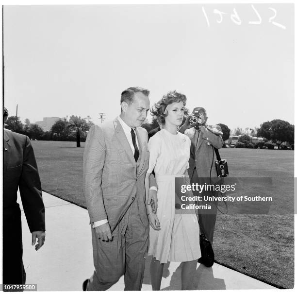 Cheryl Crane, 23 June 1961. Cheryl Crane -- 17 years;Lana Turner;Stephen Crane;Fred May.;Caption slip reads: 'Photographer: Tompkins. Date: ....