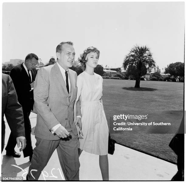 Cheryl Crane, 23 June 1961. Cheryl Crane -- 17 years;Lana Turner;Stephen Crane;Fred May.;Caption slip reads: 'Photographer: Tompkins. Date: ....