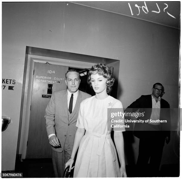 Cheryl Crane, 23 June 1961. Cheryl Crane -- 17 years;Lana Turner;Stephen Crane;Fred May.;Caption slip reads: 'Photographer: Tompkins. Date: ....