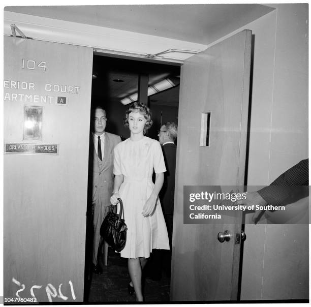 Cheryl Crane, 23 June 1961. Cheryl Crane -- 17 years;Lana Turner;Stephen Crane;Fred May.;Caption slip reads: 'Photographer: Tompkins. Date: ....