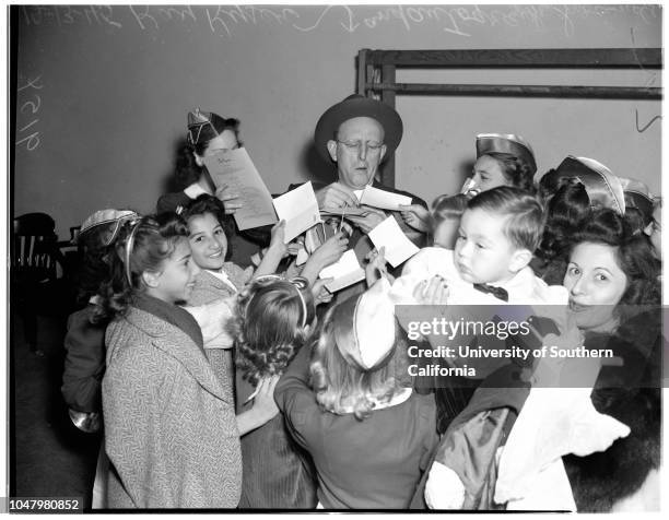 Examiner Christmas show at Shrine, December 13, 1945. Ilona Massey ;Ingred Bergman;Van Johnson;Charles Edwards;Victor Mature;Lina Romay;Lou...