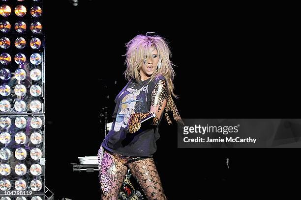 Singer Ke$ha performs at Madison Square Garden on August 12, 2010 in New York City.