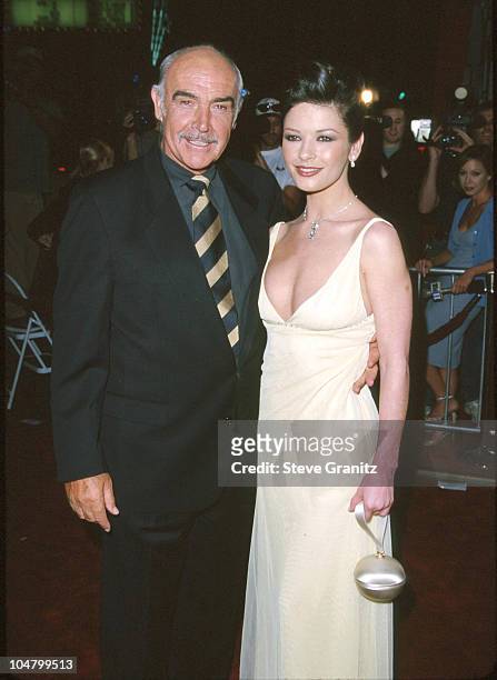 Catherine Zeta-Jones & Sean Connery during "Entrapment" Hollywood Premiere at Mann Chinese Theatre in Hollywood, California, United States.