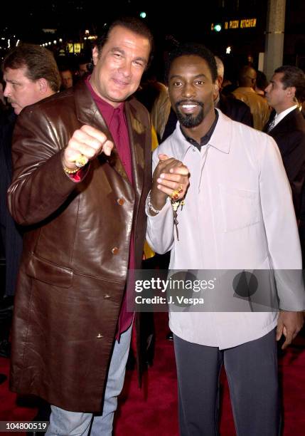 Steven Seagal & Isaiah Washington during Exit Wounds Premiere at Mann Village Theater in Westwood, California, United States.