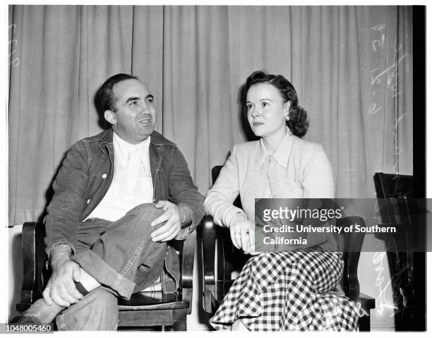 Cohen's wife visits him in jail, June 21, 1951. Mickey Cohen;Lavonne Cohen..
