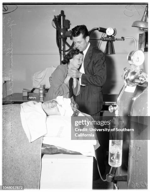 Injured fireman, June 28, 1951. John E Lee -- 28 years ;Sidel Gelbart ;Mary Lee -- 28 years;Allan Hitchcook;Mary Cullings ;P.J Sullivan ;Mrs Loretta...