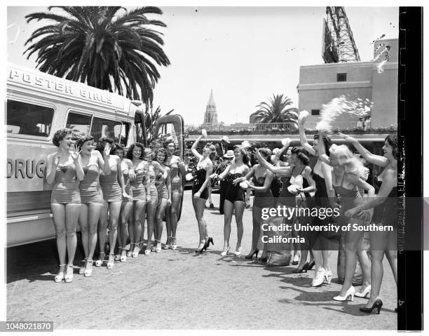 Florida poster girls, July 11, 1951. Dorothy Macalpine;Barbara Lawton;Marcia Fuller;Joyce Wilson;Mary Esther Bartlet;Mary Dwight;Barbara Roses;June...