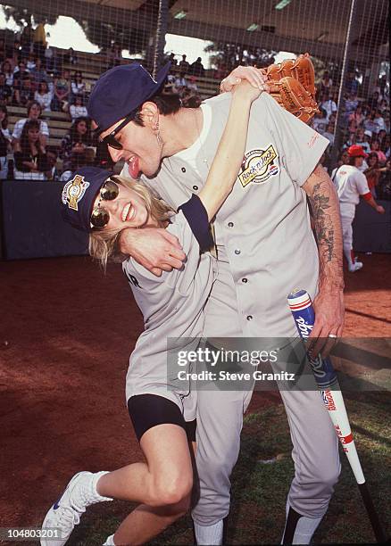 Tommy Lee & Heather Locklear during Tommy Lee & Heather Locklear at MTV Rock 'n Jock at USC Baseball Field in Los Angeles, California, United States.