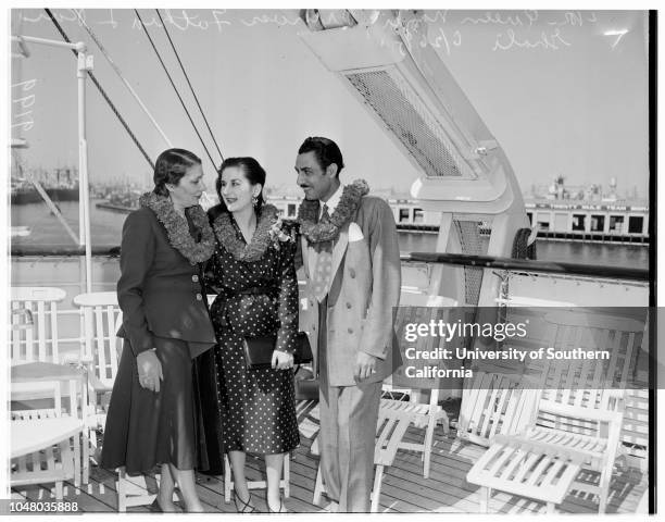 Mother of King Farouk, June 26, 1951. Queen Nazli ;Princess Fathia;Raid Ghali;Aboard S S President Cleveland.;More descriptive information with...