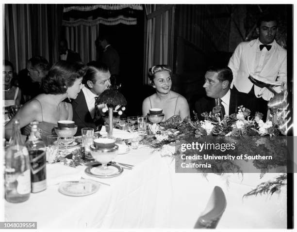 Society -- Mocambo cafe party, July 10, 1951. Mr and Mrs Neil McCarthy, Junior;Walter P Chrysler, Junior;Mary Morrison;Countess Betsy Con...