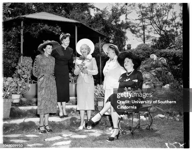 Club activity -- Breakfast Bridge Club, May 21, 1951. Mrs Barney Oldfield;Mrs Harold Booth Link;Mrs Andrew B Monk;Mrs Louis B Barnes;Mrs George M...