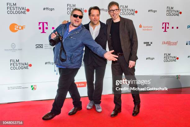 Director Philipp Kadelbach and actors Jan Josef Liefers and Armin Rohde attend the premiere for the film 'So viel Zeit' at Filmpalast Cologne on...