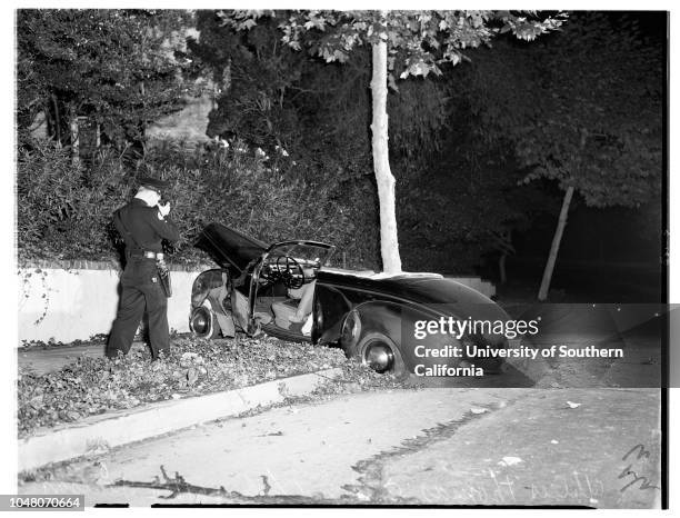 Auto accident at Sixth Street and Hudson Avenue, 23 August 1951. Ernest Hargis ;Dean T Tollefson -- 18 years;Ralph Street;Jack Terry;Thomas C...