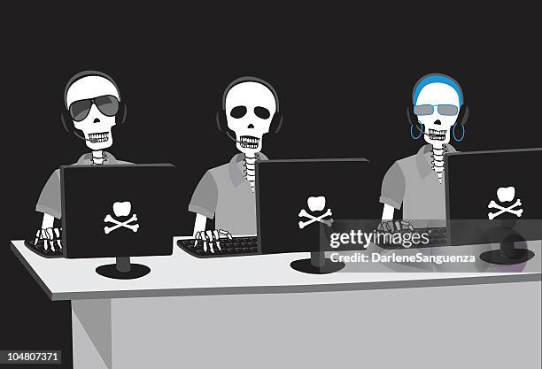 skeletal force - child using computer stock illustrations