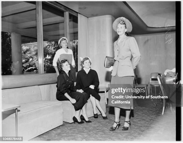 Anchor Club, 23 August 1951. Mrs L.R Adams;Mrs W.I Goodhew;Mrs Kenneth Bragg;Mrs D.H. Bennett, Junior.;Caption slip reads: 'Photographer: Lapp. Date:...