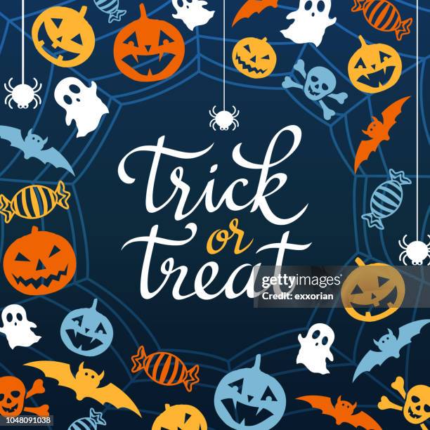 trick or treat - western script stock illustrations