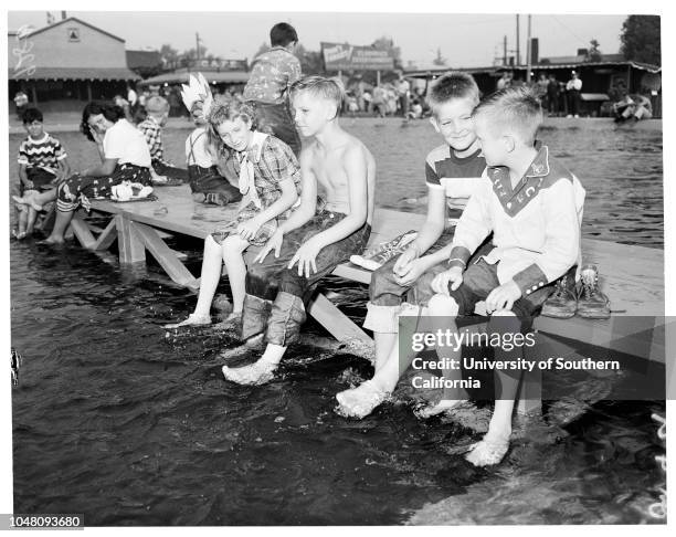 Pomona Fair, 14 September 1951. Tich Lennon;Linda Ducan;Raymond Ducan;John David Glen;Bayleen Glasscock -- 11 years;Frank Abrthy -- 10 years;Larry...