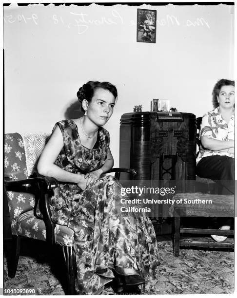 Freak shooting --- Pasadena, 10 September 1951. Wilfred 'Nick' Petty -- 22 years ;Mrs Marlene Perouty -- 18 years;Mrs Bernice Brucks;Jane...