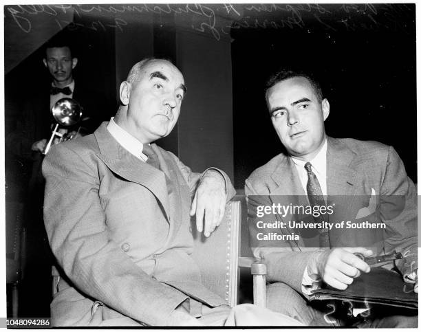 Un-American Hearings Hollywood Roosevelt Hotel, 12 September 1951. Prokop J Prokop;Attorney Ben Margolis;Attorney Robert W Kenny;Hannah Donath;Mrs...
