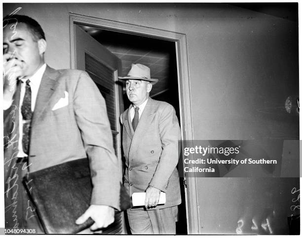 Un-American Hearings Hollywood Roosevelt Hotel, 12 September 1951. Prokop J Prokop;Attorney Ben Margolis;Attorney Robert W Kenny;Hannah Donath;Mrs...